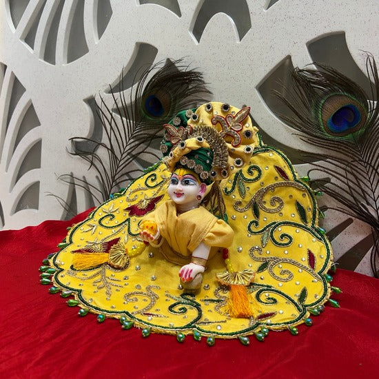 Elegant Yellow Embroidered Dress for Laddu Gopal Ji