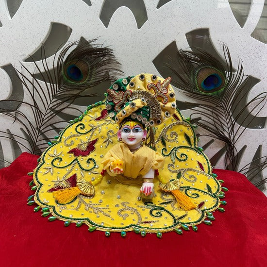 Elegant Yellow Embroidered Dress for Laddu Gopal Ji