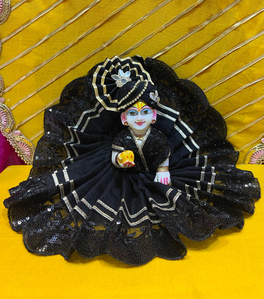 Elegant Black Designer Dress for Laddu Gopal – Janmashtami Special 👑🖤