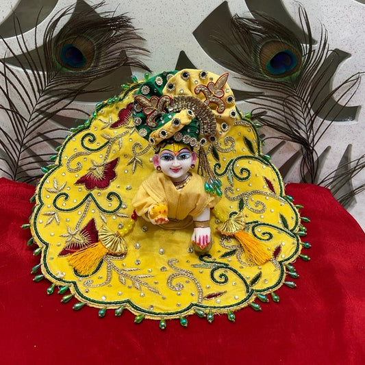 Elegant Yellow Embroidered Dress for Laddu Gopal Ji